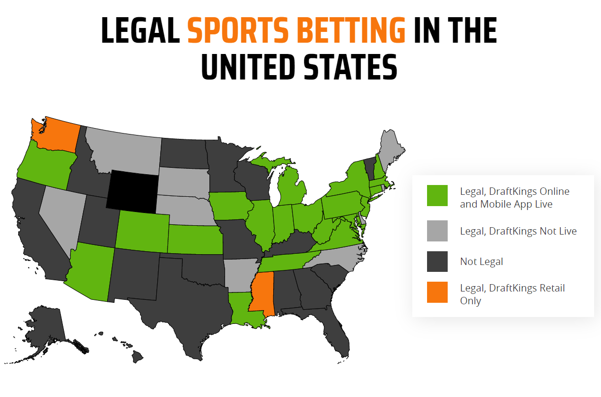 draftkings sportsbook legal states