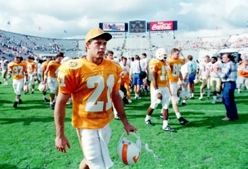 
Tennessee quarterback Heath Shuler (21) walks off the field as the MVP after defeating Boston College 38-23 in the Hall of Fame Bowl game in Tampa, Fla. Jan. 1, 1993. Ut Bowl History
